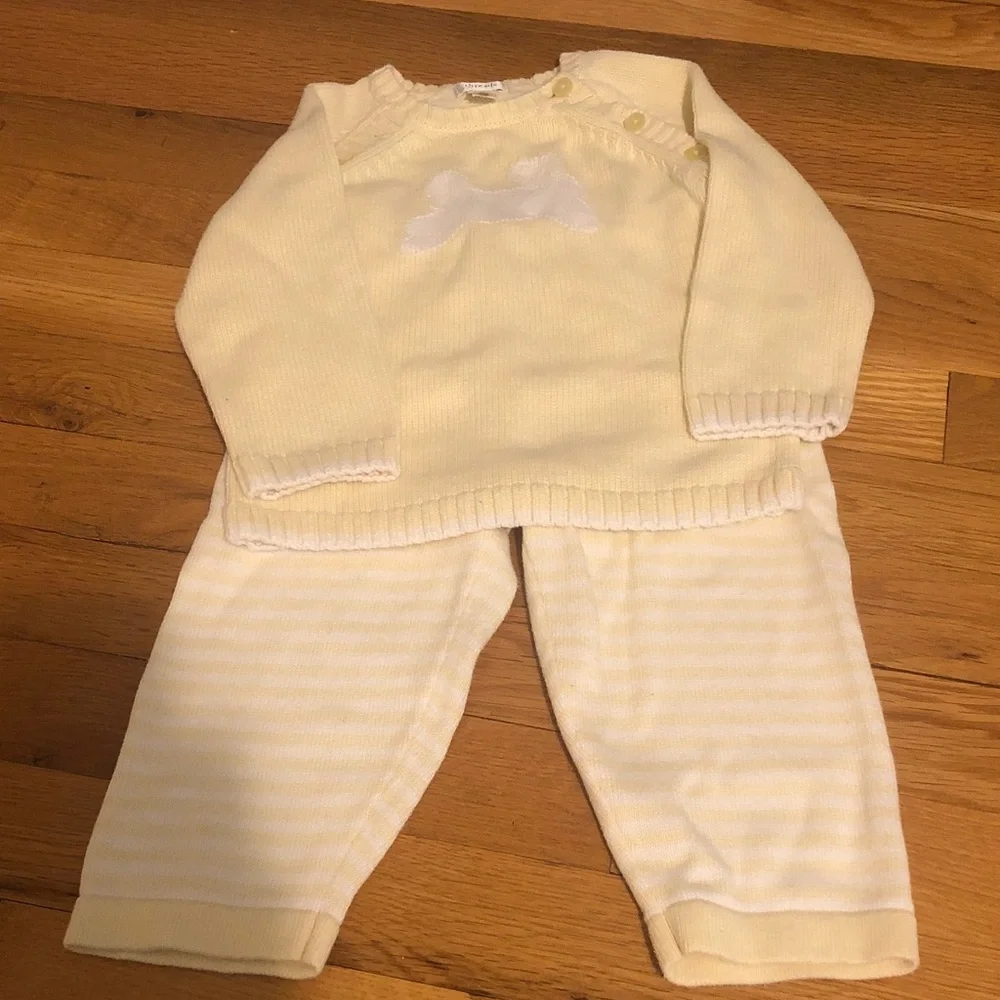 Soft Yellow Baby Knit Sweater Set by threads 12/18 months